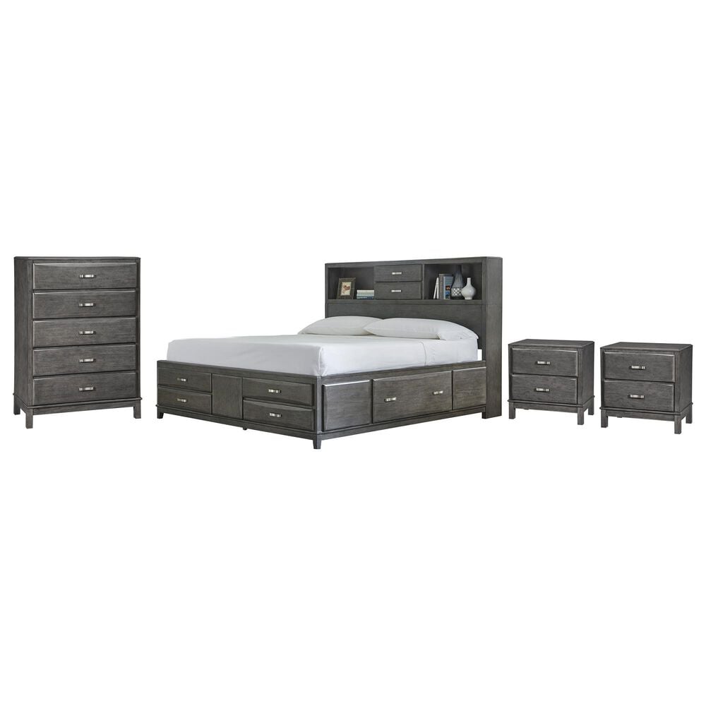 Ashley Caitbrook 4-Piece King Storage Bed Set in Gray, , large