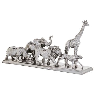 Maple and Jade 13" x 27" Safari Animals Sculpture in Silver, , large