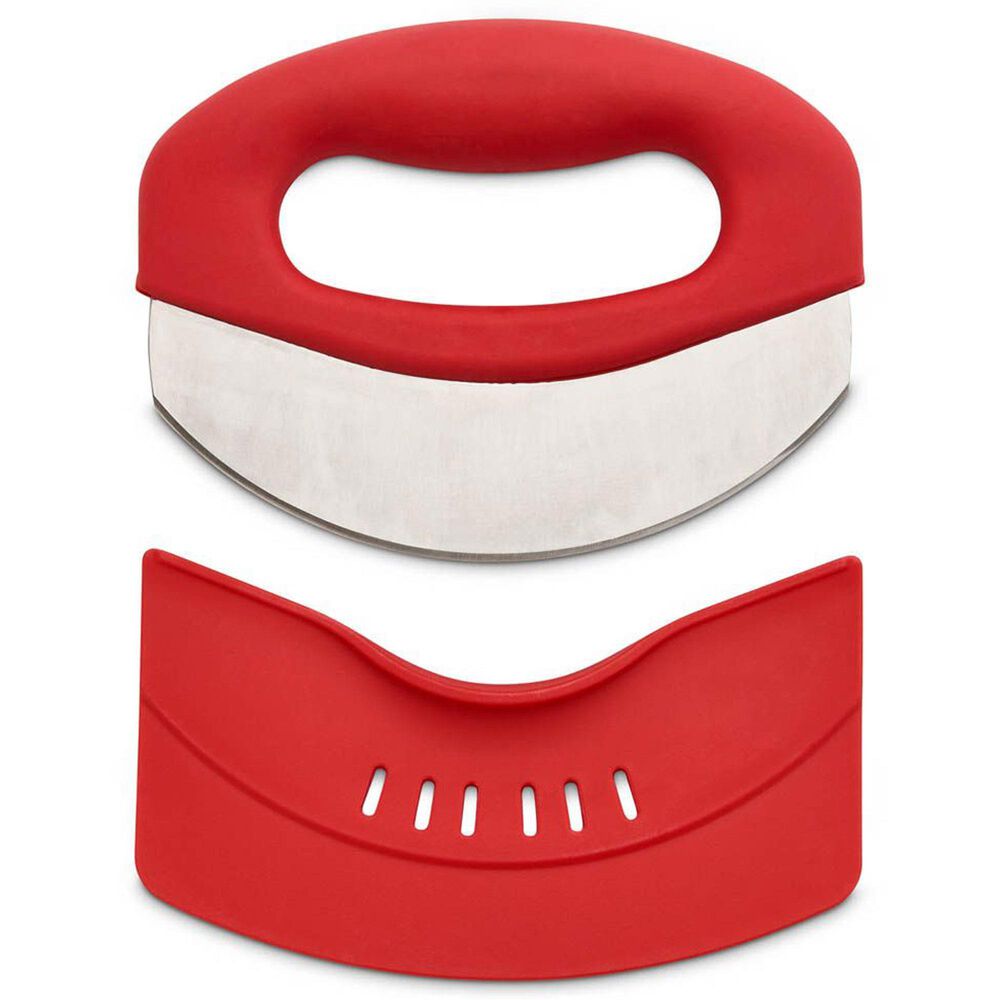 HIC Kitchen Soft-Grip Rocking Salad and Herb Chopper in Dark Red, , large