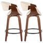 LumiSource Symphony 26" Swivel Counter Stool with Cream Upholstery in Walnut and Black (Set of 2), , large