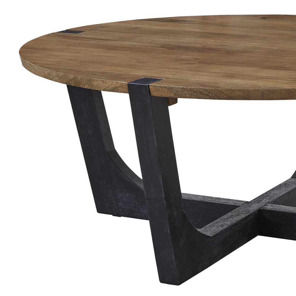 Ashley Hanneforth Round Cocktail Table in Brown and Black, , large