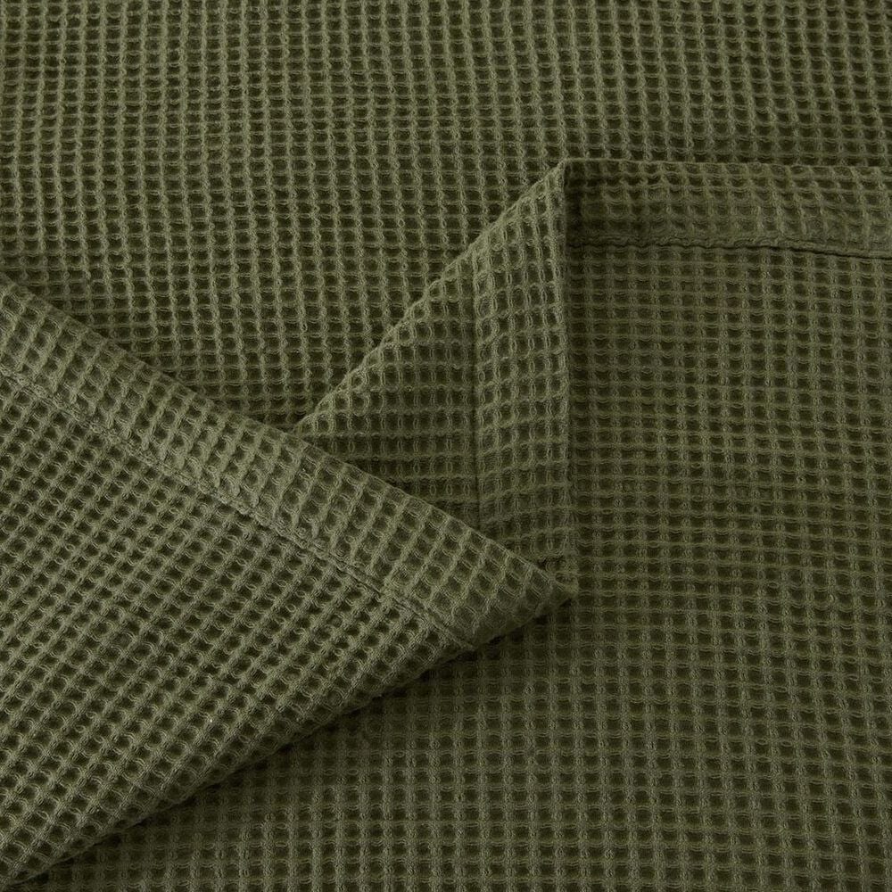 Trade Linker Full/Queen Waffle Weave Knit Throw Blanket in Olive, , large