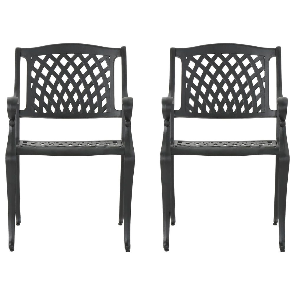 Hearth and Haven Cayman Outdoor Dining Chair in Black &#40;Set of 2&#41;, , large