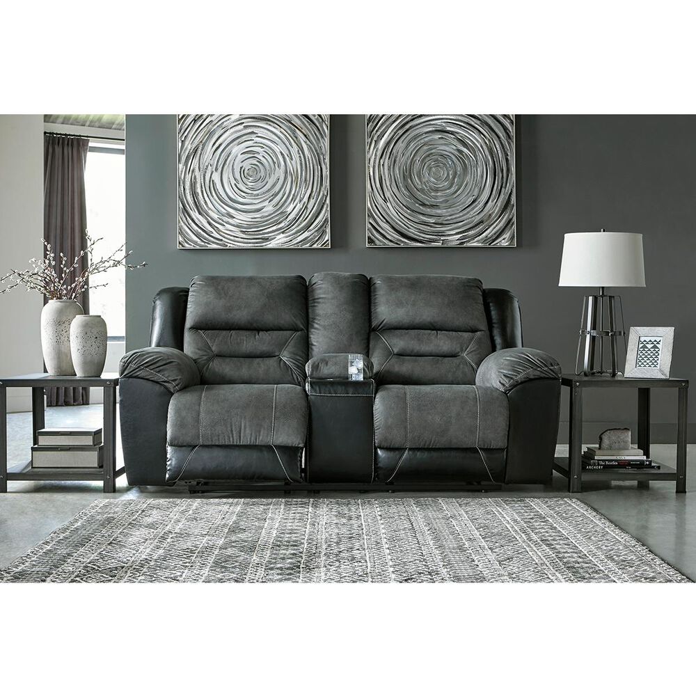 Signature Design by Ashley Earhart Manual Reclining Loveseat with Console in Slate, , large