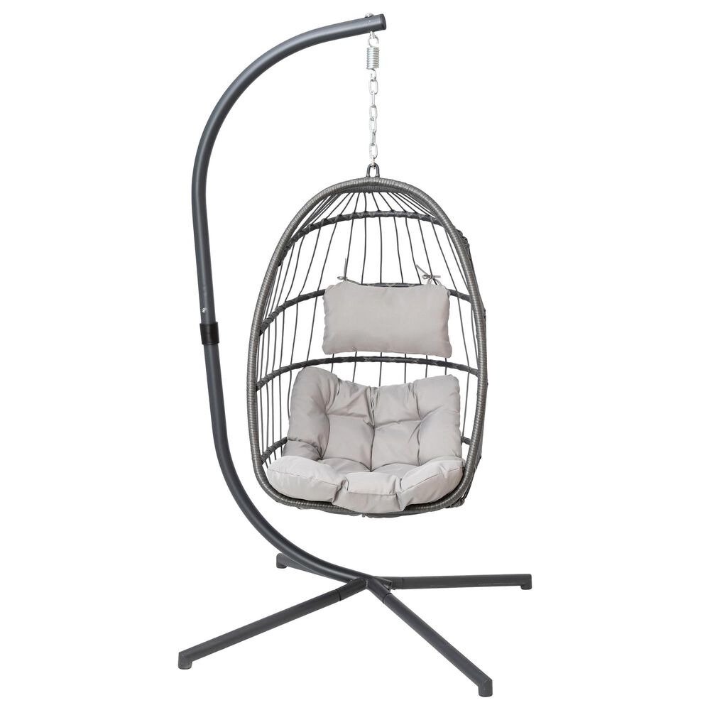 Flash Furniture Cleo Patio Hanging Egg Chair in Gray NFM