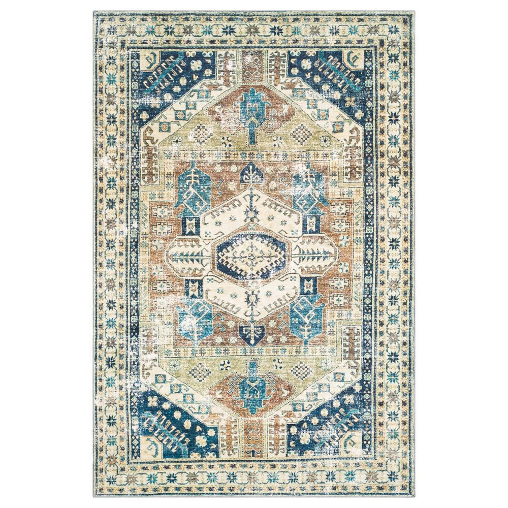 Surya Erin 2" x 3" Navy, Sage, Camel and Aqua Area Rug, , large