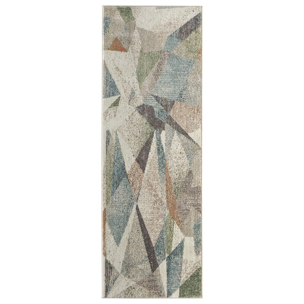 Feizy Eden Geometric Ivory and Multicolor 2"6" x 7"3" Runner, , large