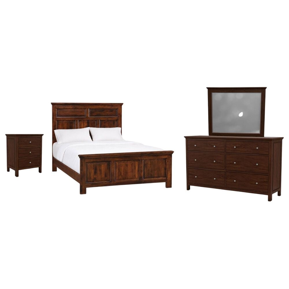 Archbold Furniture Heritage 4 Piece Queen Panel Bedroom Set in Brown Mahogany, , large