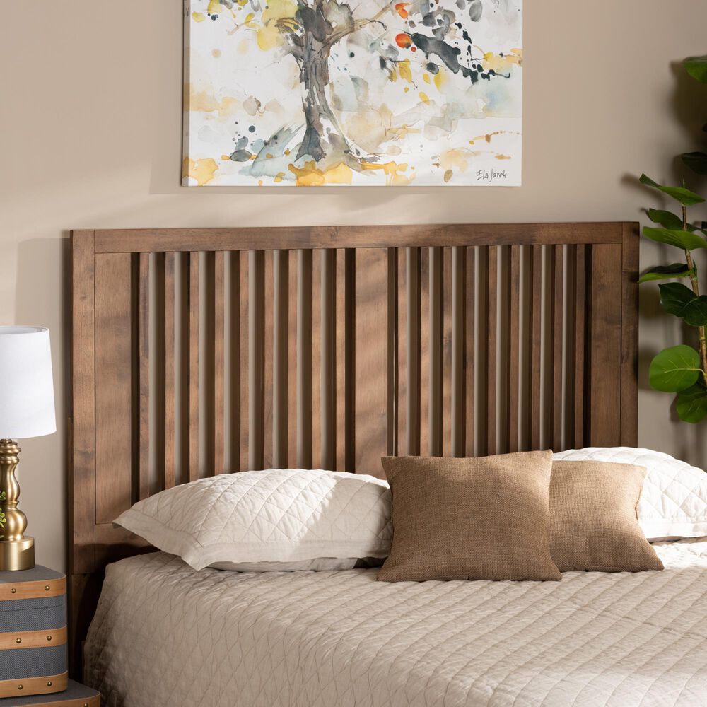 Baxton Studio Harena King Slat Headboard in Ash Walnut, , large