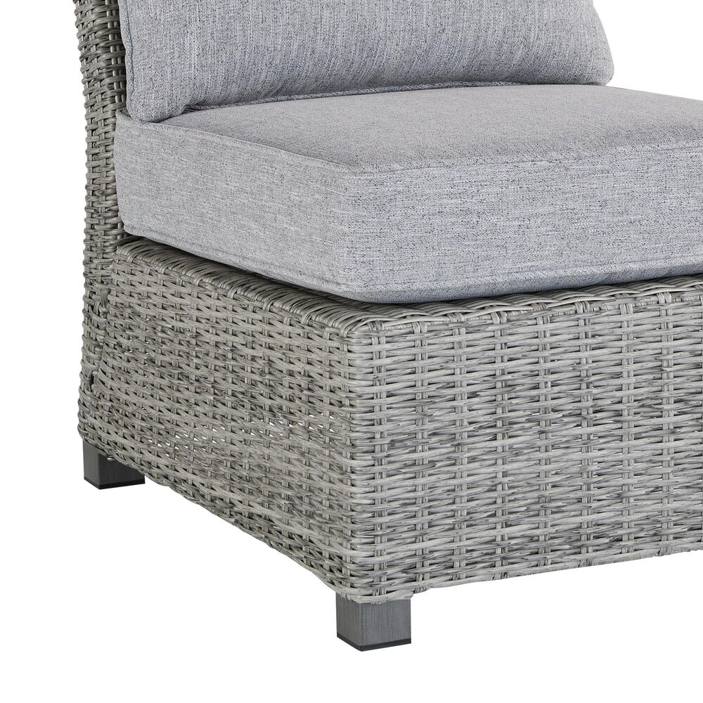 Ashley Naples Beach Patio Armless Chair with Cushion in Light Gray, , large