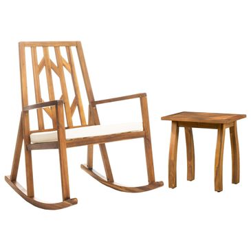 Noble House Nuna 2-Piece Rocking Chair with End Table in Teak Brown, , large