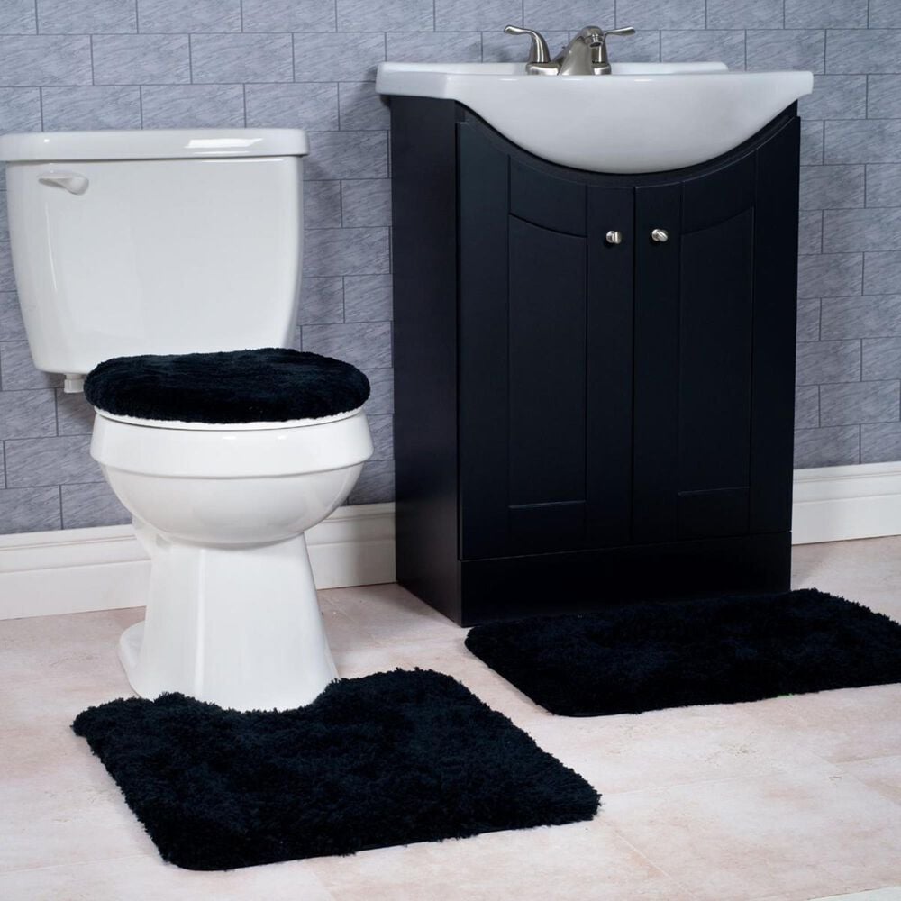 Timberlake 3-Piece Super Plush Non-Slip Rug Set in Black, , large