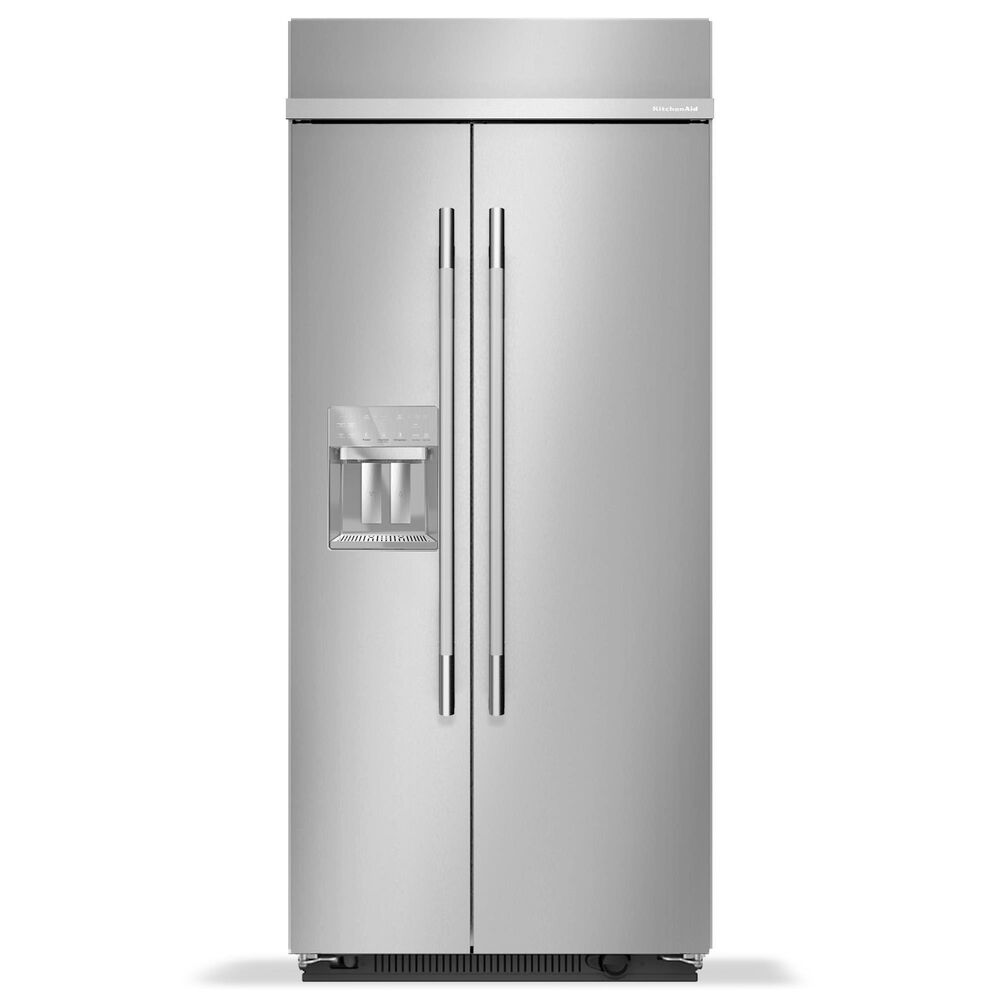 KitchenAid 20.8 Cu. Ft. Built-In Side-by-Side Refrigerator with Exterior Water and Ice Dispenser in PrintShield Stainless Steel, , large