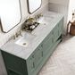 James Martin Vanities Breckenridge 72" Double Bathroom Vanity in Smokey Celadon with 3 cm Victorian Silver Quartz Top and Rectangular Sinks, , large