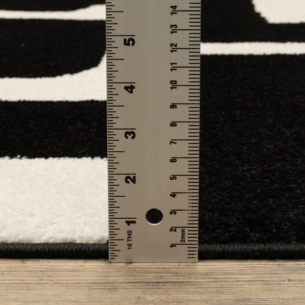 ROW by Oriental Weavers Quinn Abstract Black and Ivory 2' x 7' Runner, , large