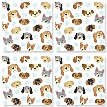 Carson Gifts Dog Pattern Square House Coasters in Multicolor (Set of 4), , large
