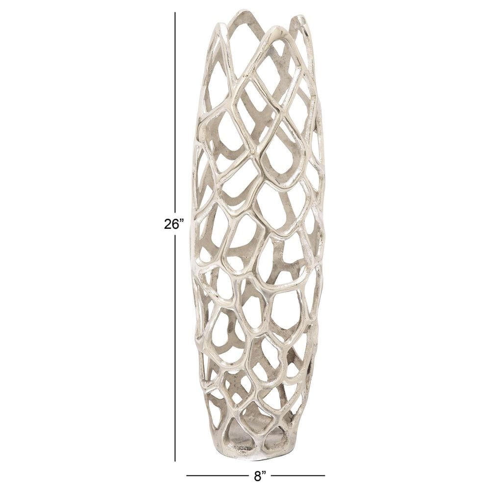 Maple and Jade 26" Cutout Coral Decorative Vase in Satin Silver, , large