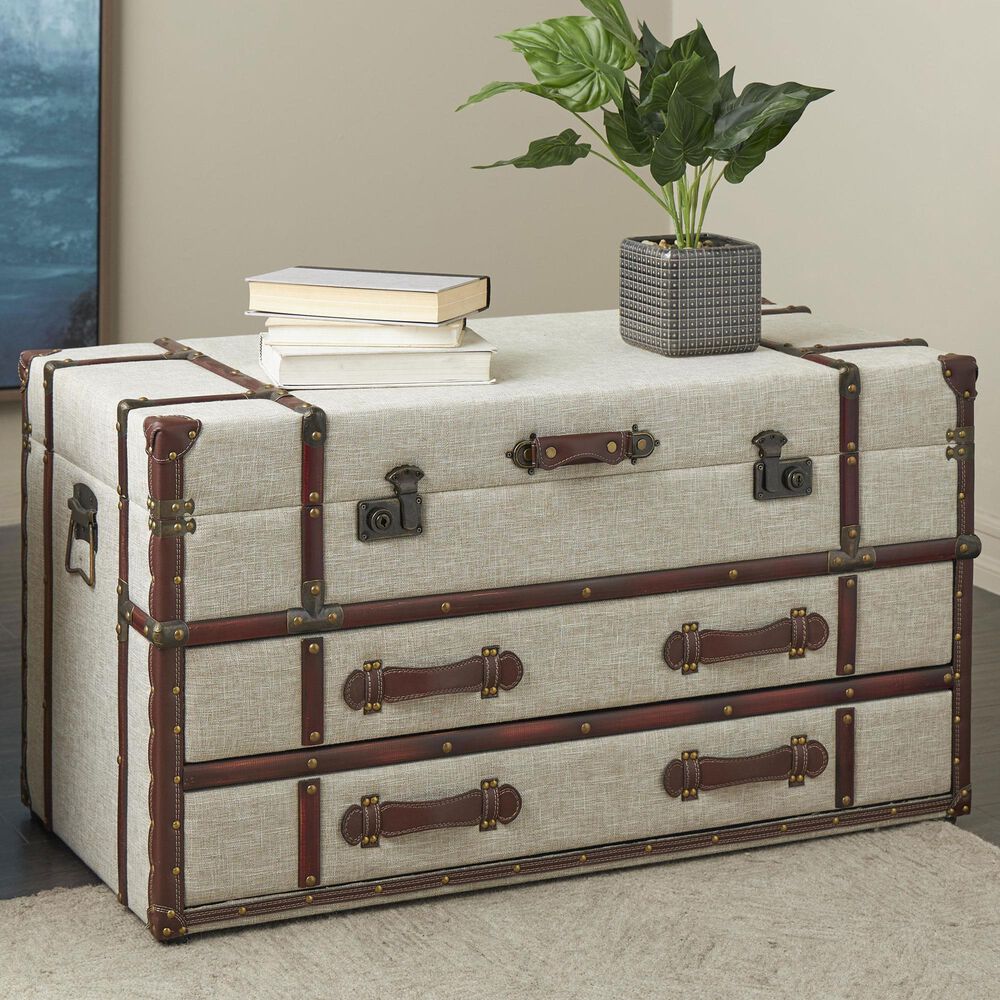 Maple and Jade 2-Drawer Coffee Table in Cream and Brown, , large