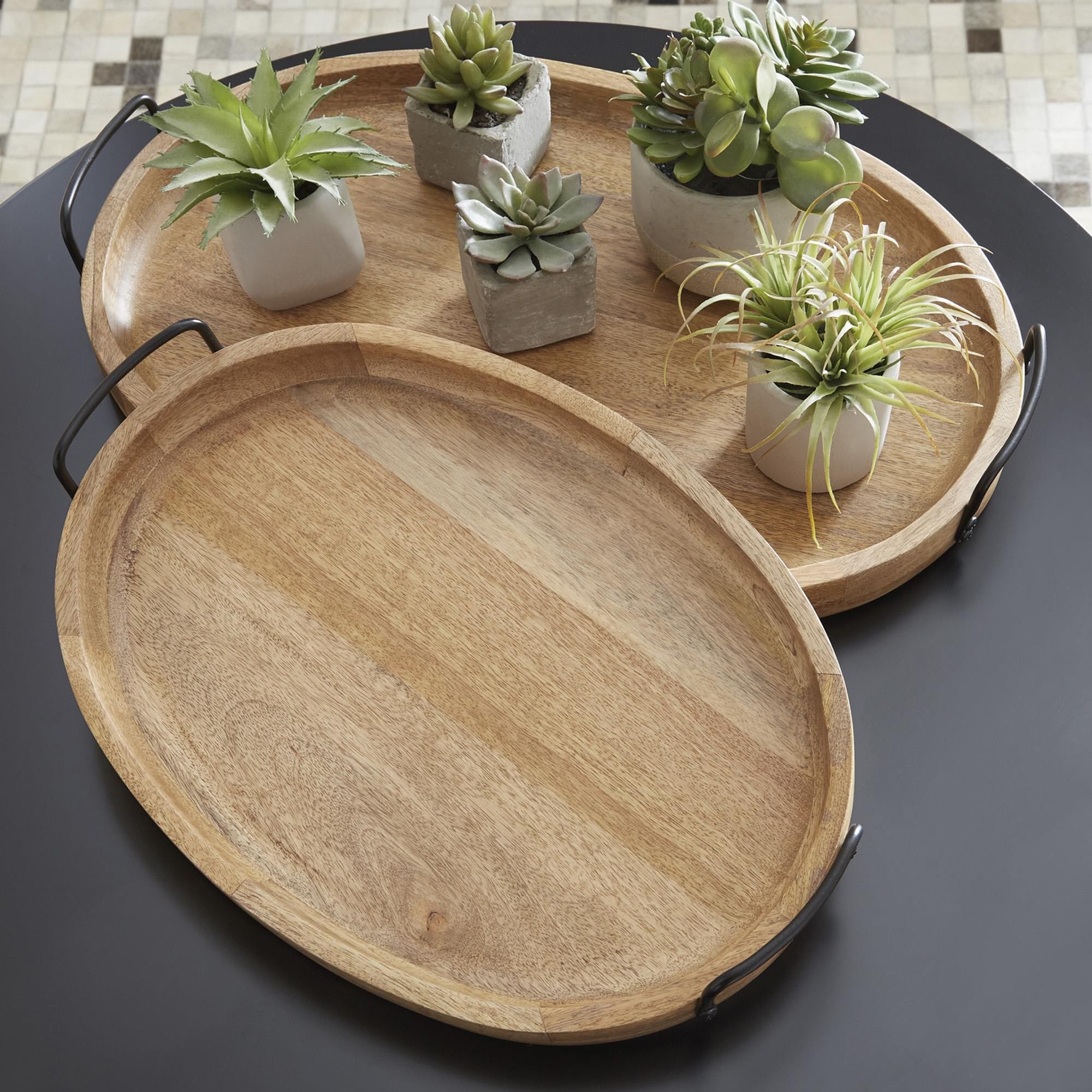 Ashley Jocelyne Tray in Brown and Black (Set of 2)