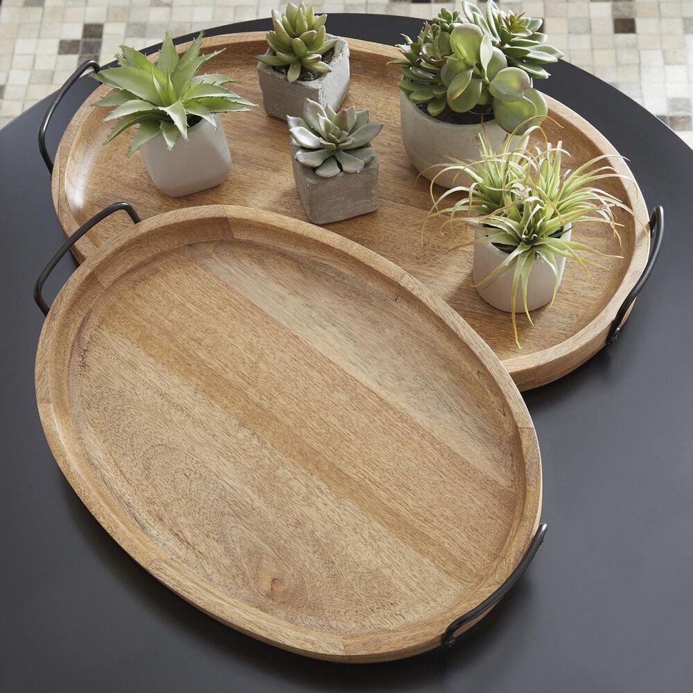Ashley Jocelyne Tray in Brown and Black &#40;Set of 2&#41;, , large