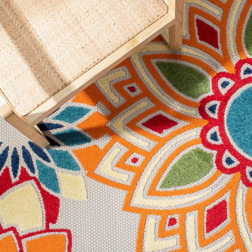 Safavieh Cabana CBN328A 3&#39; x 5&#39; Ivory and Orange Indoor/Outdoor Area Performance Rug, , large