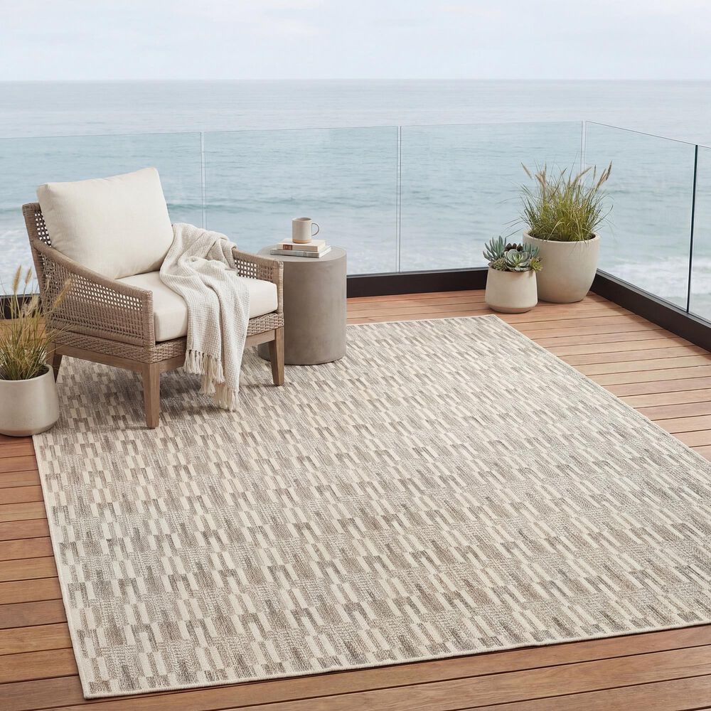 ROW by Oriental Weavers Zarina ZAR03 Beige and Ivory 1'10" x 7'6" Indoor/Outdoor Runner, , large