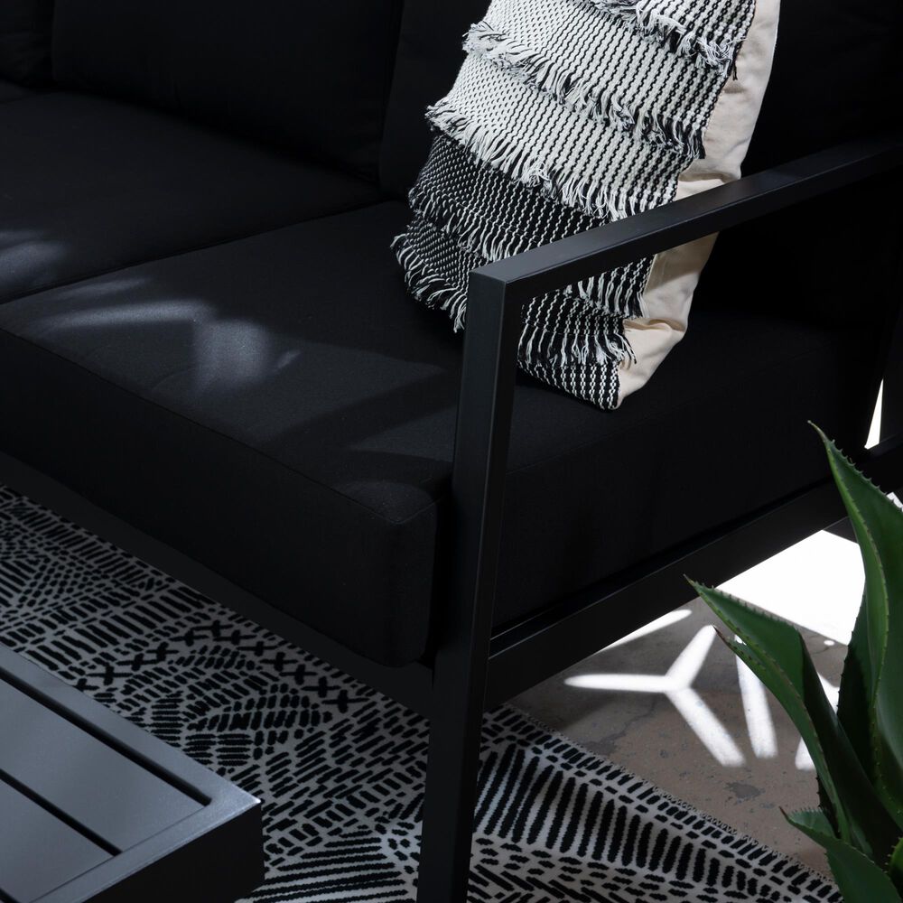 Linon Home Decor Holland 2-Piece Outdoor Sectional Sofa with Black Upholstery in Black, , large