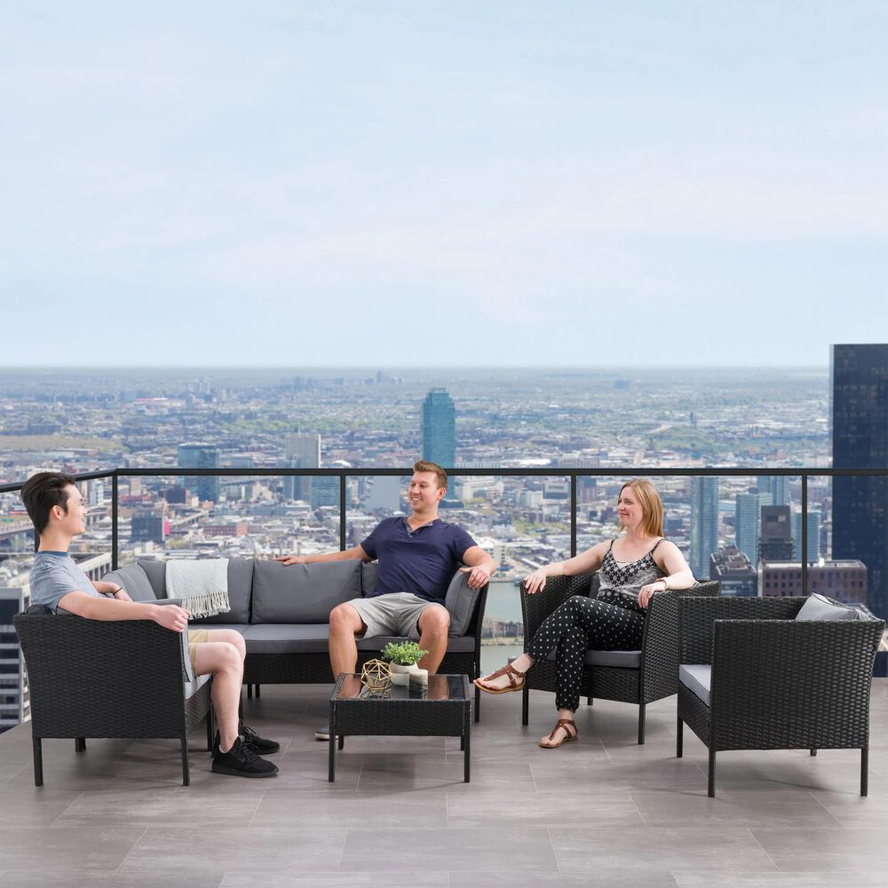 CorLiving Parksville 8-Piece Patio Sectional Set in Black/Gray, , large