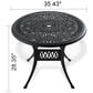 Hearth and Haven Outdoor Aluminum Dining Table with Umbrella Hole and Anti-Slip Foot Pad, Black, , large