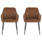 LumiSource Daniella Arm Chair with Camel Faux Leather Cushion in Black (Set of 2), , large
