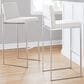 Lumisource Fuji High Back Barstool with Beige Fabric in Stainless Steel (Set of 2), , large