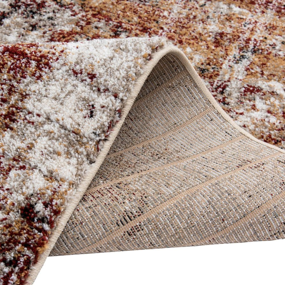 Central Oriental Oklahoma Koda 7&#39;10&quot; x 9&#39;10&quot; White Sand and Dark Rust Area Rug, , large