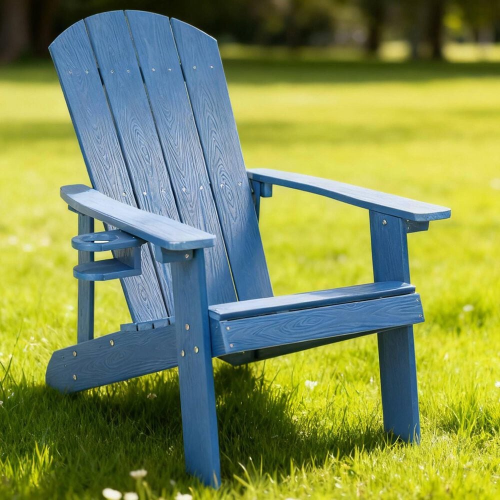 Hearth and Haven Outdoor Lounge Chair with Cup Holder in Navy Blue, , large