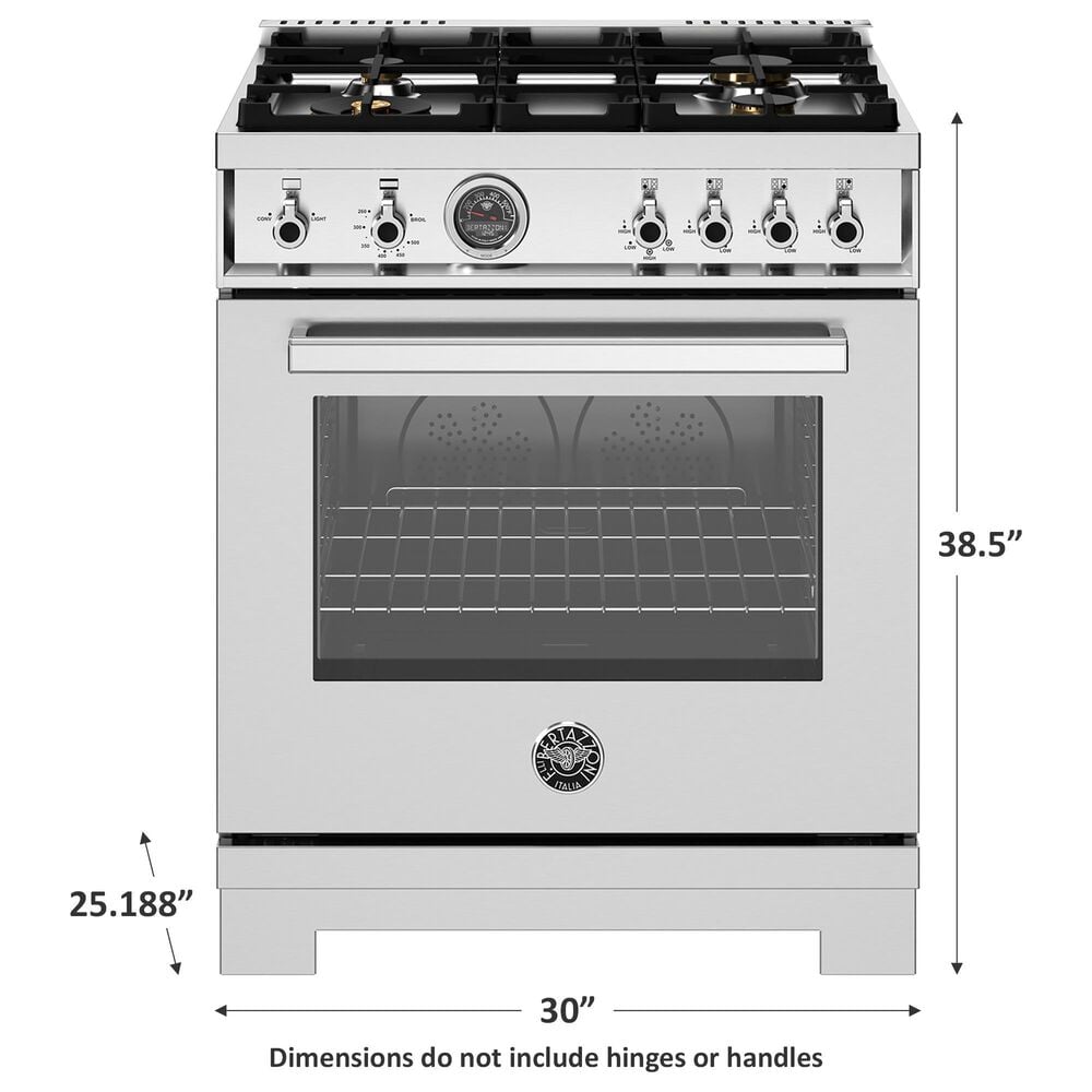 Bertazzoni Professional 4.7 Cu.Ft. Gas Range with Convection in Stainless Steel, , large