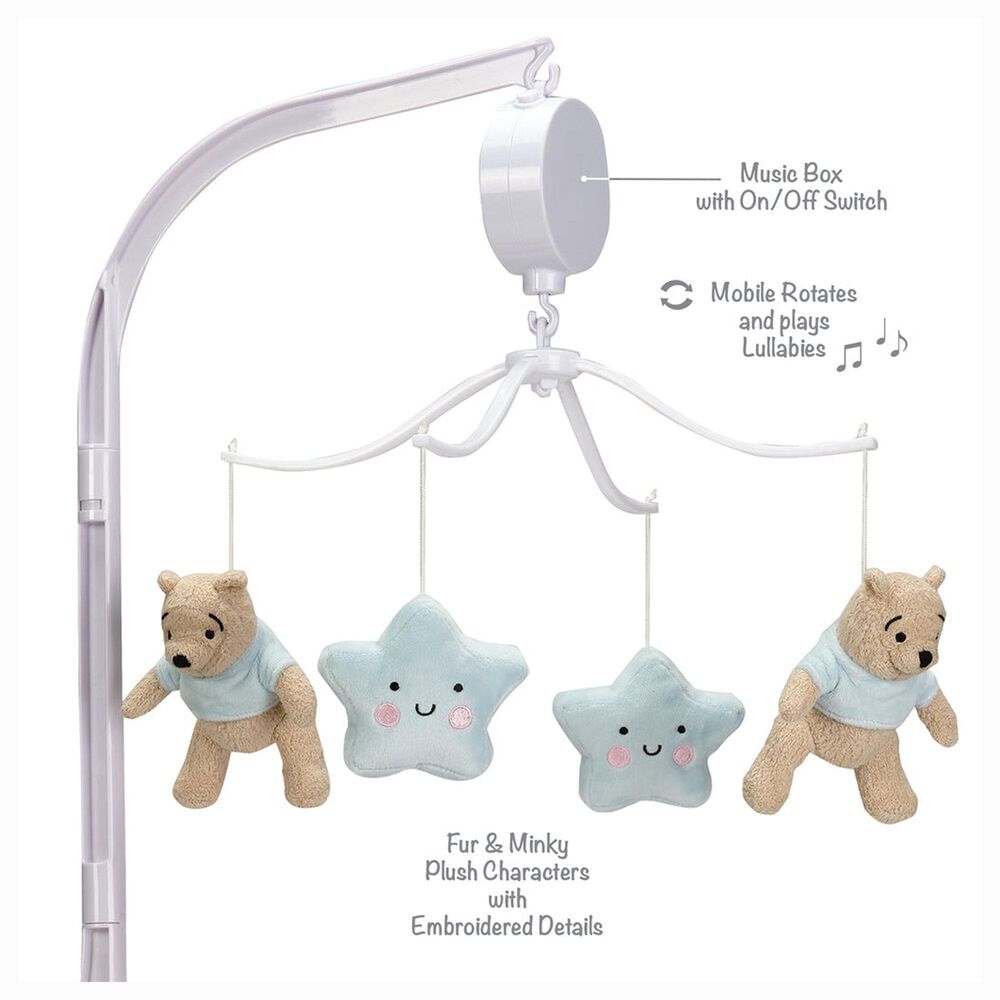 Lambs and Ivy Starlight Pooh Musical Baby Crib Mobile in Blue, Brown and Yellow, , large