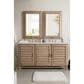 James Martin Vanities Portland 60" Double Bathroom Vanity in Whitewashed Walnut with 3 cm Arctic Fall Solid Surface Top and Rectangular Sinks, , large
