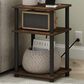 HOMLUX 3-Tier Turn-N-Tube End Table with 2 USB ports in Amber Pine and Black, , large