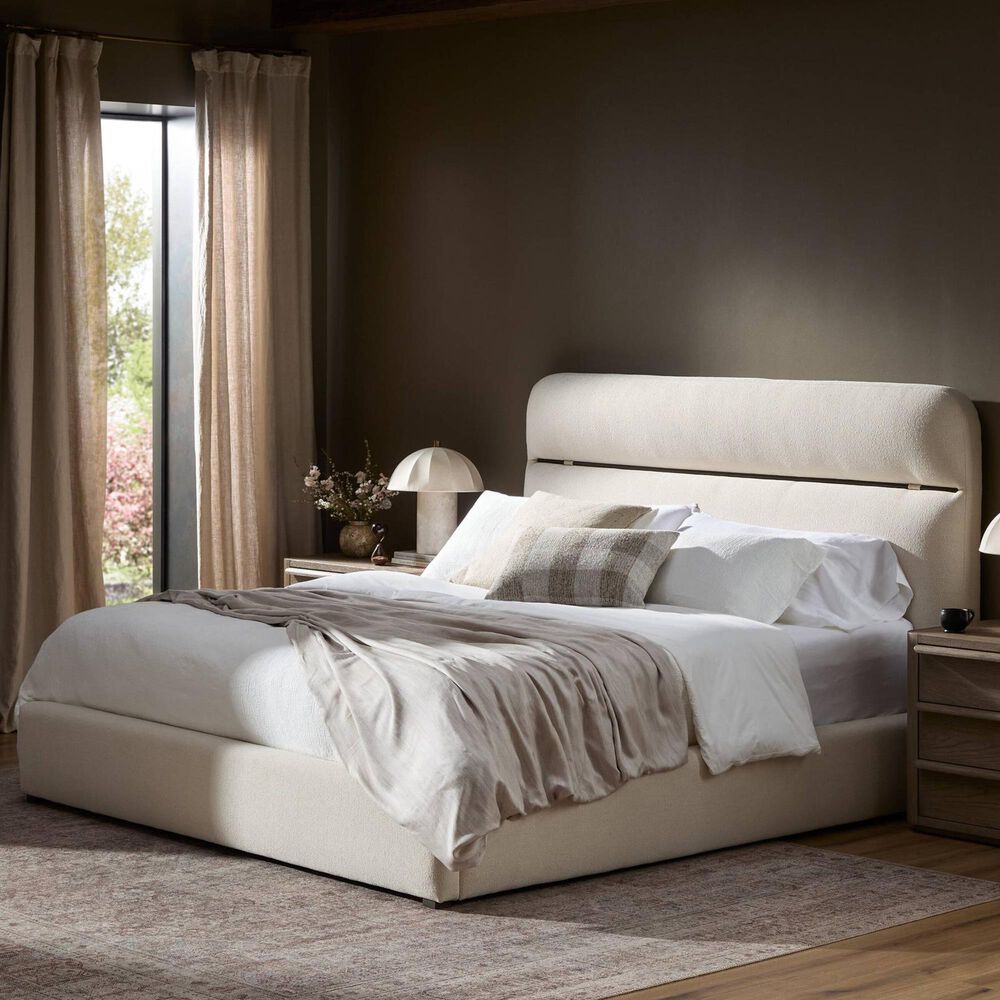 Four Hands Elodie King Platform Panel Bed in White, , large