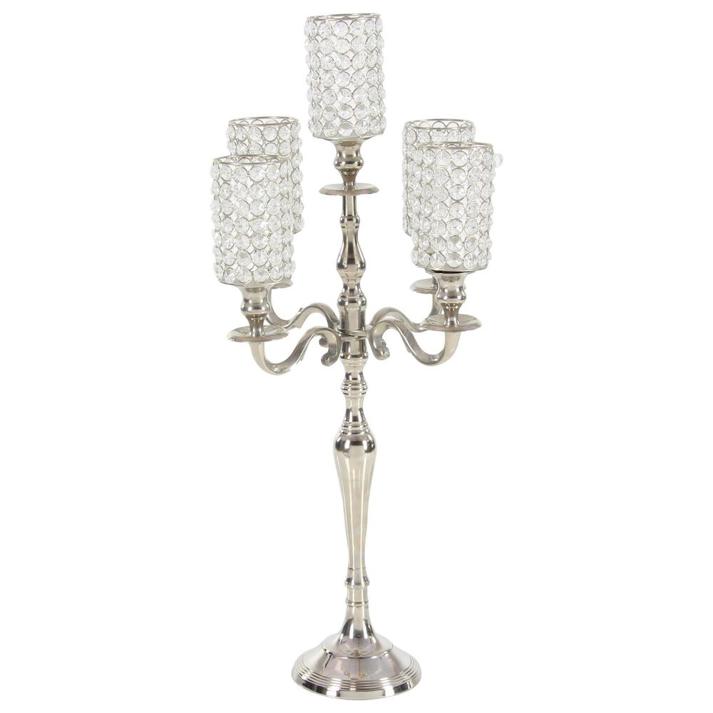 Maple and Jade 15&quot; x 29&quot; Hurricane Lamp in Silver, , large