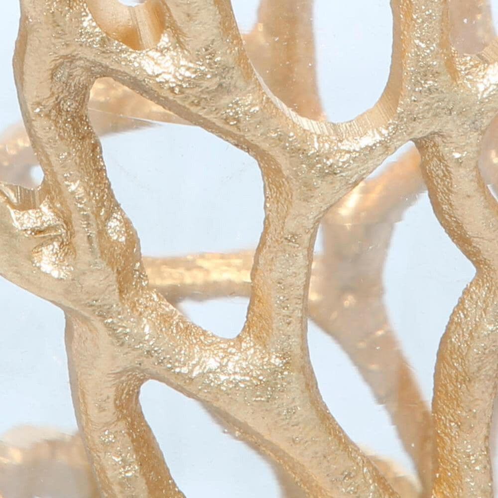 Maple and Jade 10&quot; Decorative Coral Indoor/Outdoor Candle Lantern in Satin Gold, , large