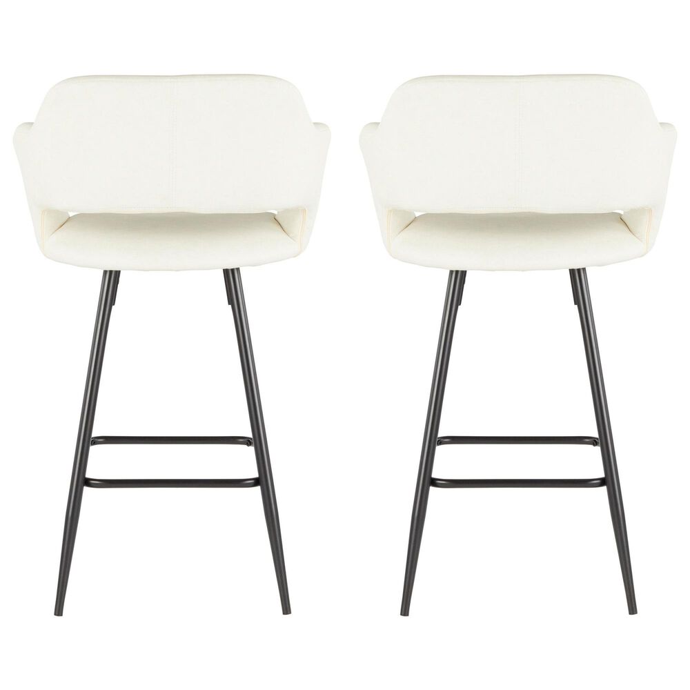 LumiSource Margarite Counter Stool with Cream Cushion in Black &#40;Set of 2&#41;, , large