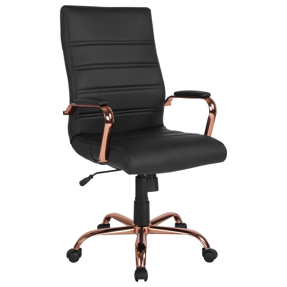 Flash Furniture Executive Swivel Chair in Black and Rose gold, , large