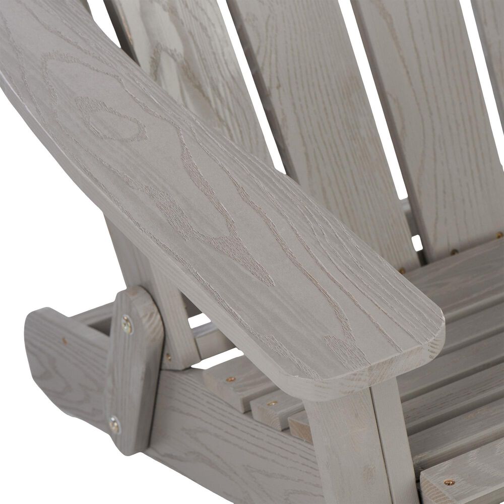 Hearth and Haven Outdoor Folding Adirondack Chair with Seat Board in Gray, , large