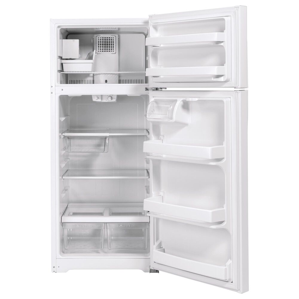 GE Appliances 17.5 Cu. Ft. Top Freezer Refrigerator with Edge-to-Edge Glass Shelves in White, , large