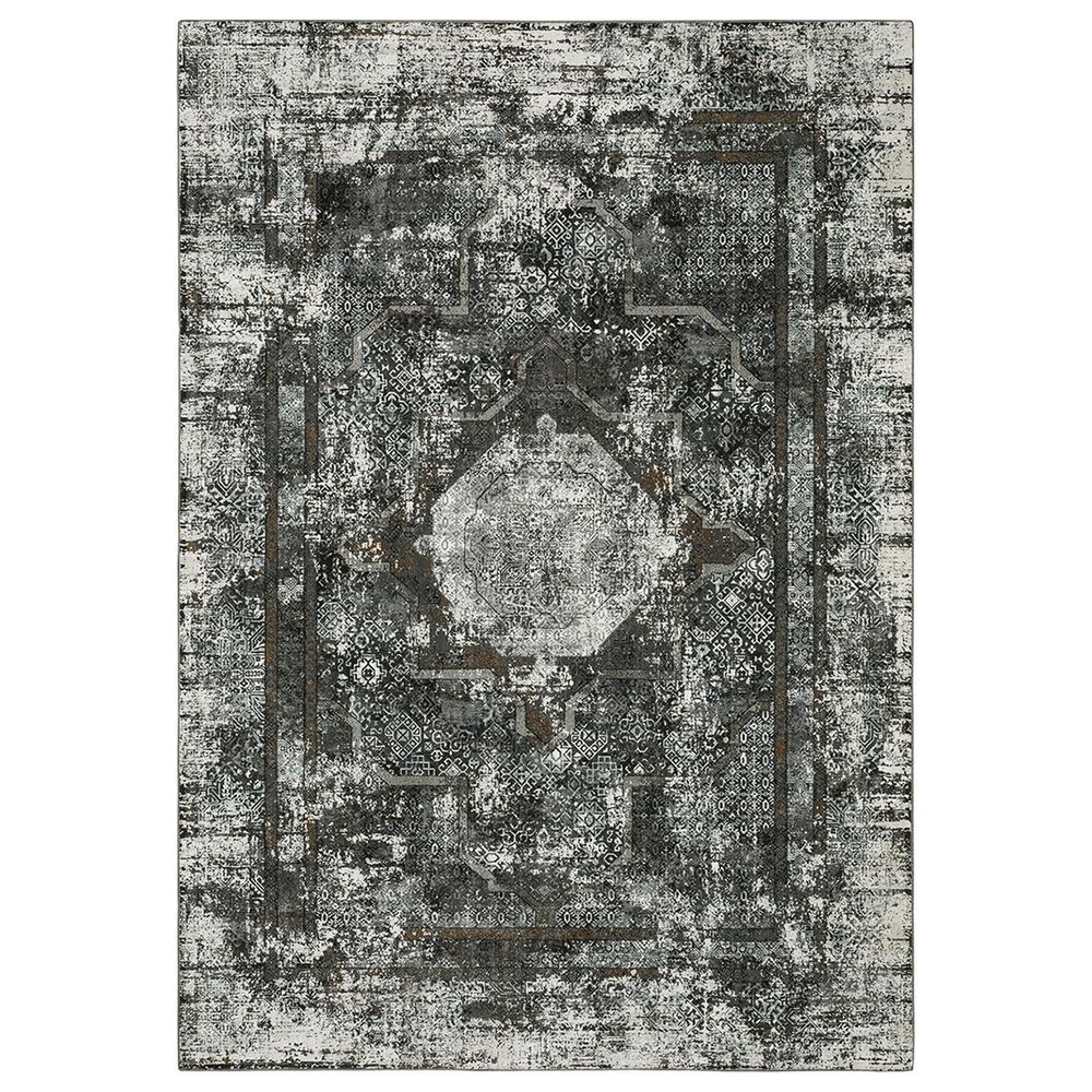 Oriental Weavers Gemini Faded Medallion 2"3" x 7"6" Charcoal Runner, , large
