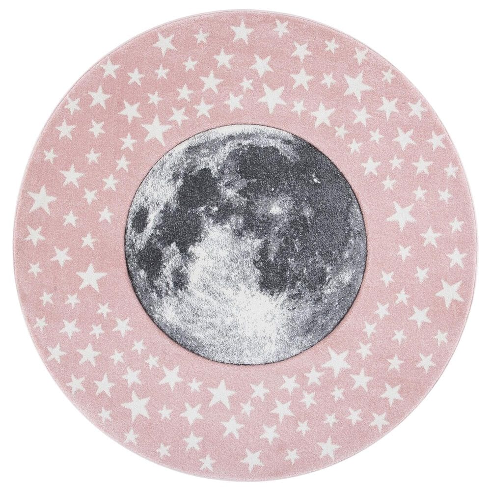 Safavieh Carousel CRK135 6"7" Round Pink and Grey Kids Area Rug, , large