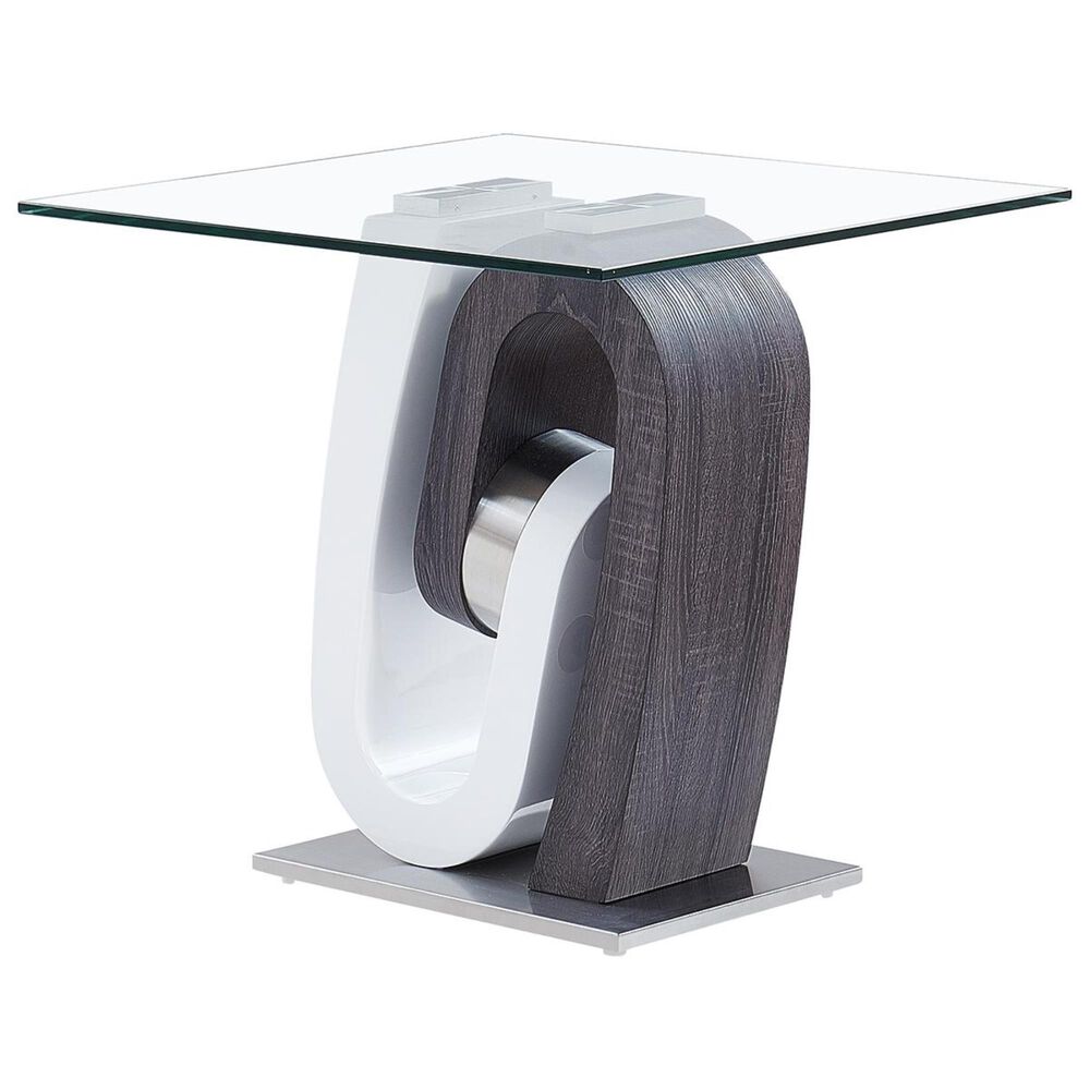 Modern Market End Table in White and Grey, , large