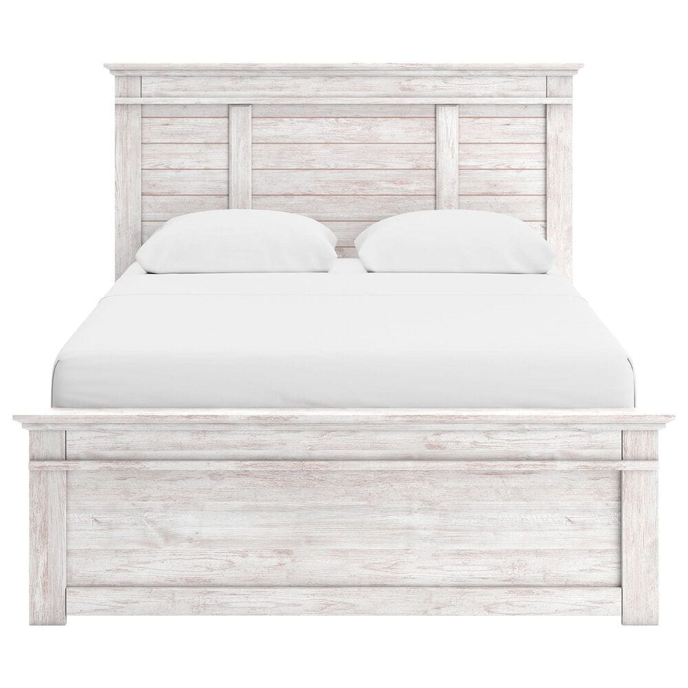 Ashley Makidern 4 Piece Queen Storage Bedroom Set with Four Drawers in Whitewash, , large