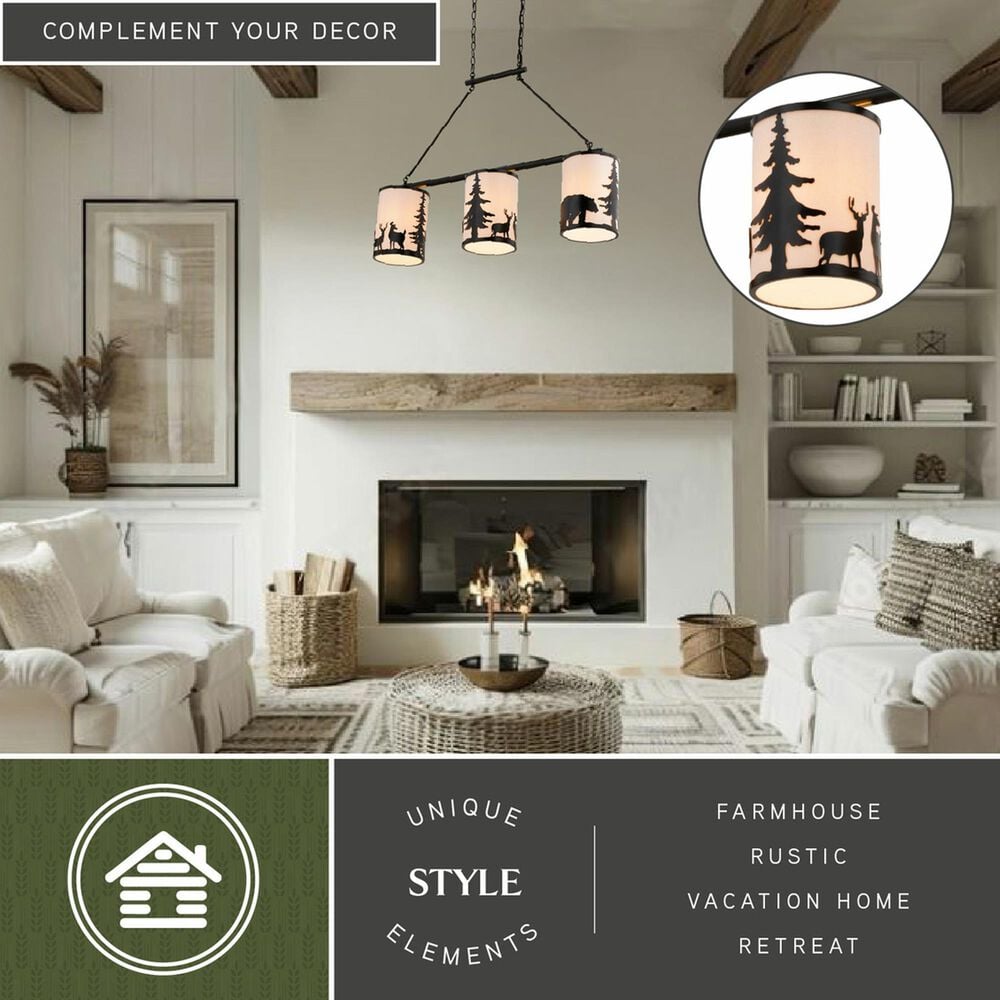 Vaxcel International Co. Ltd. Acadia 3-Light Linear Chandelier in Bronze, , large