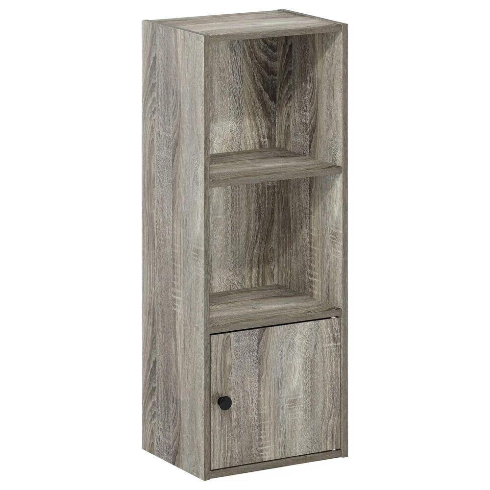 HOMLUX 3-Tier Shelf Bookcase with Door Storage Cabinet in French Oak, , large